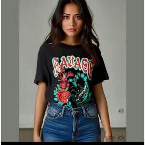 The Young and Wild. Savage t-shirt small women's. Very Vamp grunge Y2K vibe